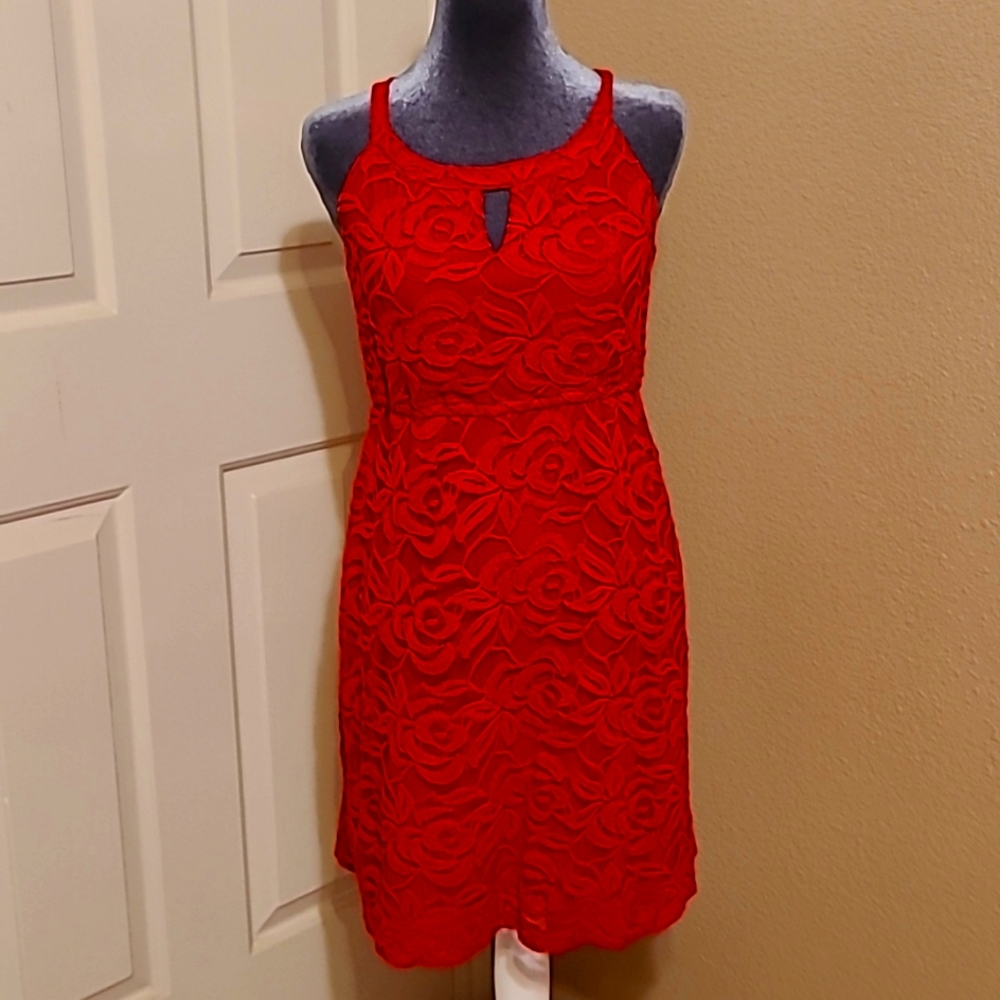 Lace Sleeveless Little Red Dress